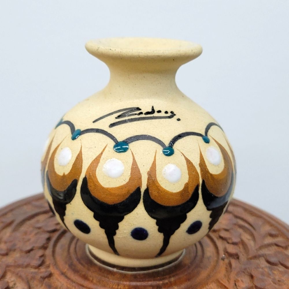 Vintage Zadar Hand Painted Miniature Vase – Yugoslavia Pottery – Abstract Floral
